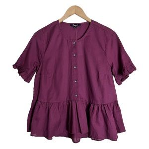 Madewell Ruffled Trim Blackberry Jule Top Size Small New
